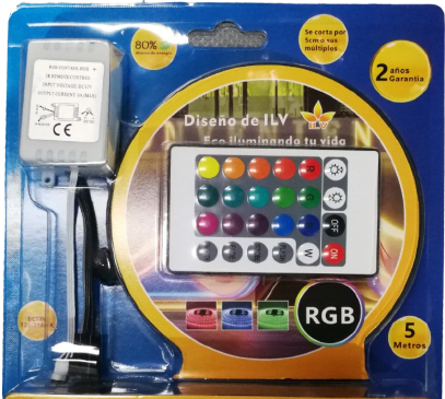 ILV- TIRA 5m RGB 5050 CON CONTROLADOR SIN FUENTE DE PODER