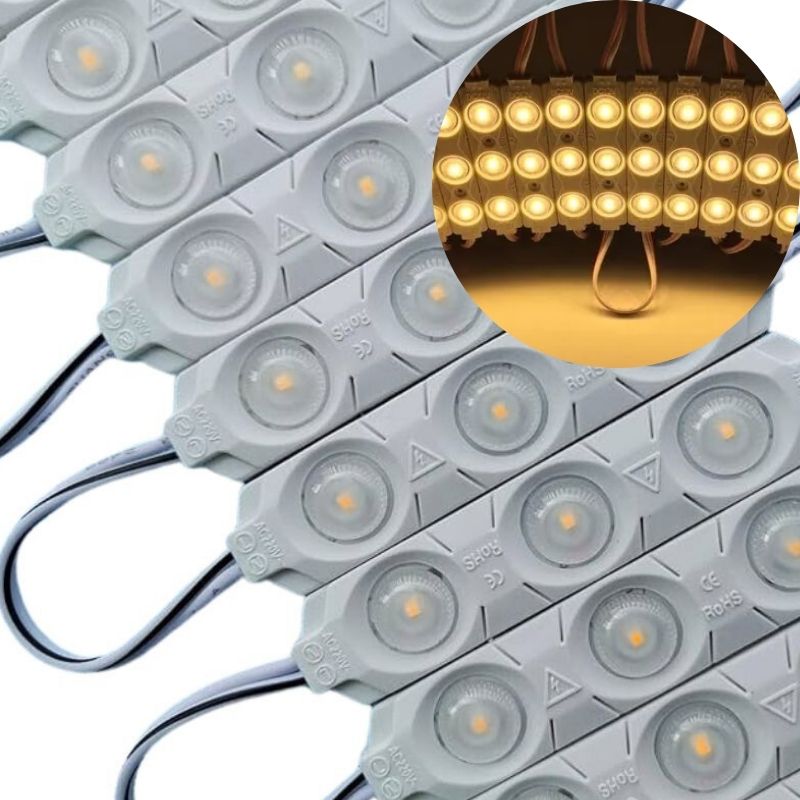 10pz Módulos 3 Led P/ Exterior Con Lupa 110v Directo Blanco cálido