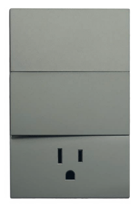 [APL-406] APL-406 PLACA LUXURY DE CONTACTO Y APAGADOR 2 INTERRUPTORES 3 VÍAS COLOR GRIS OXFORD