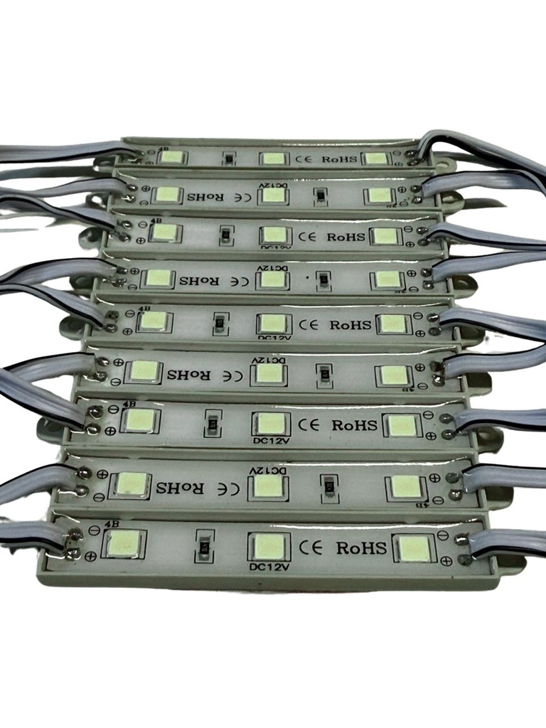 100pz Modulo De 3 Led 12v 5054 12v Alto Brillo Blanco frío