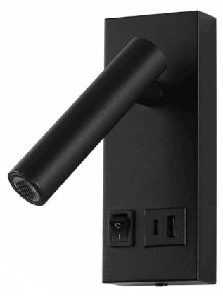 [ADE-039] INN- LUMINARIA LED PARED LECTURA CON PUERTOS USB BLANCO CÁLIDO