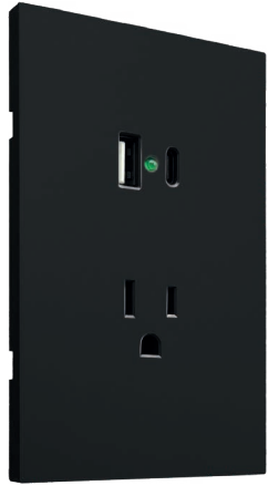 [APL-607] APL-607 PLACA LUXURY DE CONTACTO DOS SALIDAS USB TIPO A Y TIPO C COLOR NEGRO