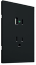 APL-607 PLACA LUXURY DE CONTACTO DOS SALIDAS USB TIPO A Y TIPO C COLOR NEGRO