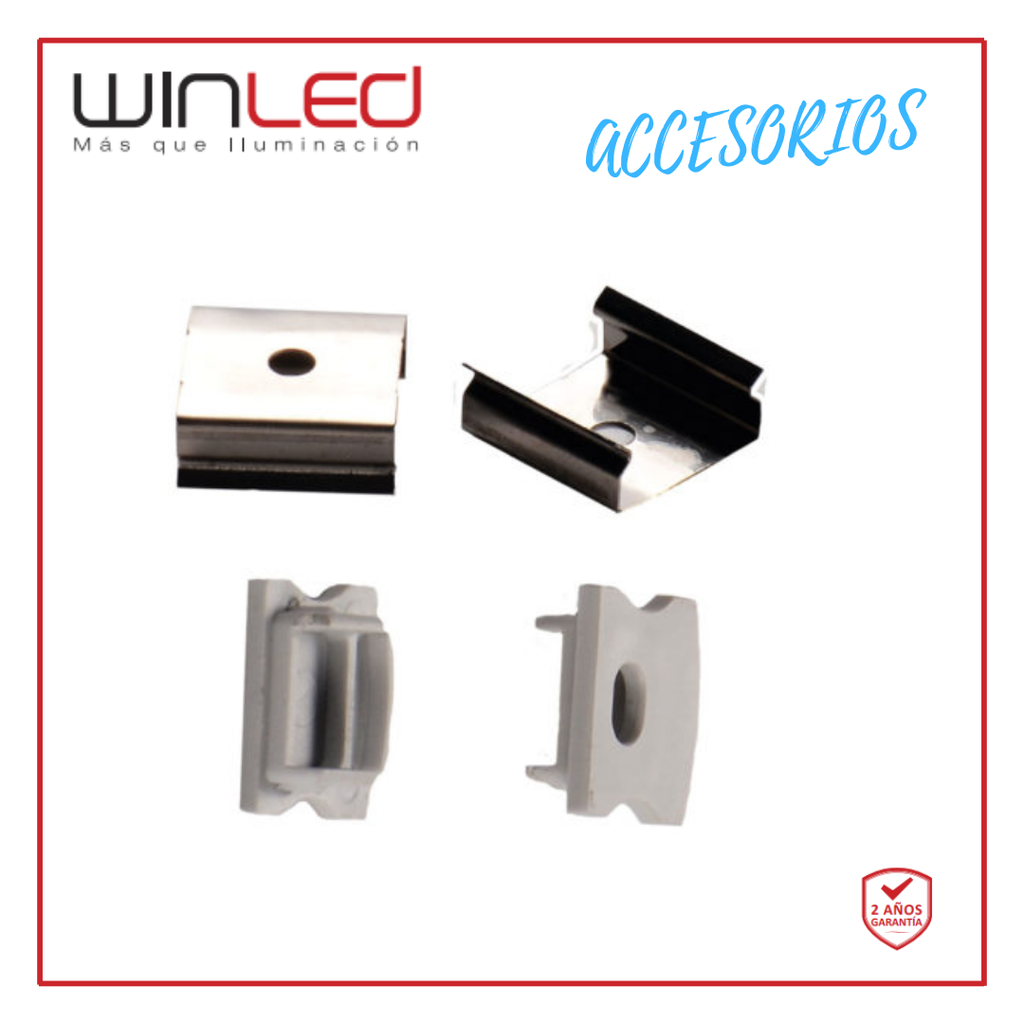 WIN- KIT JUEGOS PARA MONTAJE PERFIL DE ALUMINIO INCLUYE 10 TAPAS PLASTICO Y 10 CLIPS
