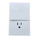 APL-706 PLACA LUXURY CONTACTO SENCILLO Y APAGADOR DE 2 INTERRUPTORES 3 VIAS COLOR BLANCO