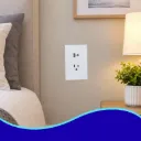 APL-707 PLACA LUXURY CONTACTO SENCILLO 90-277VCA Y CONVERTIDOR DE VOLTAJE DOBLE USB (TIPO A Y C) COLOR BLANCO