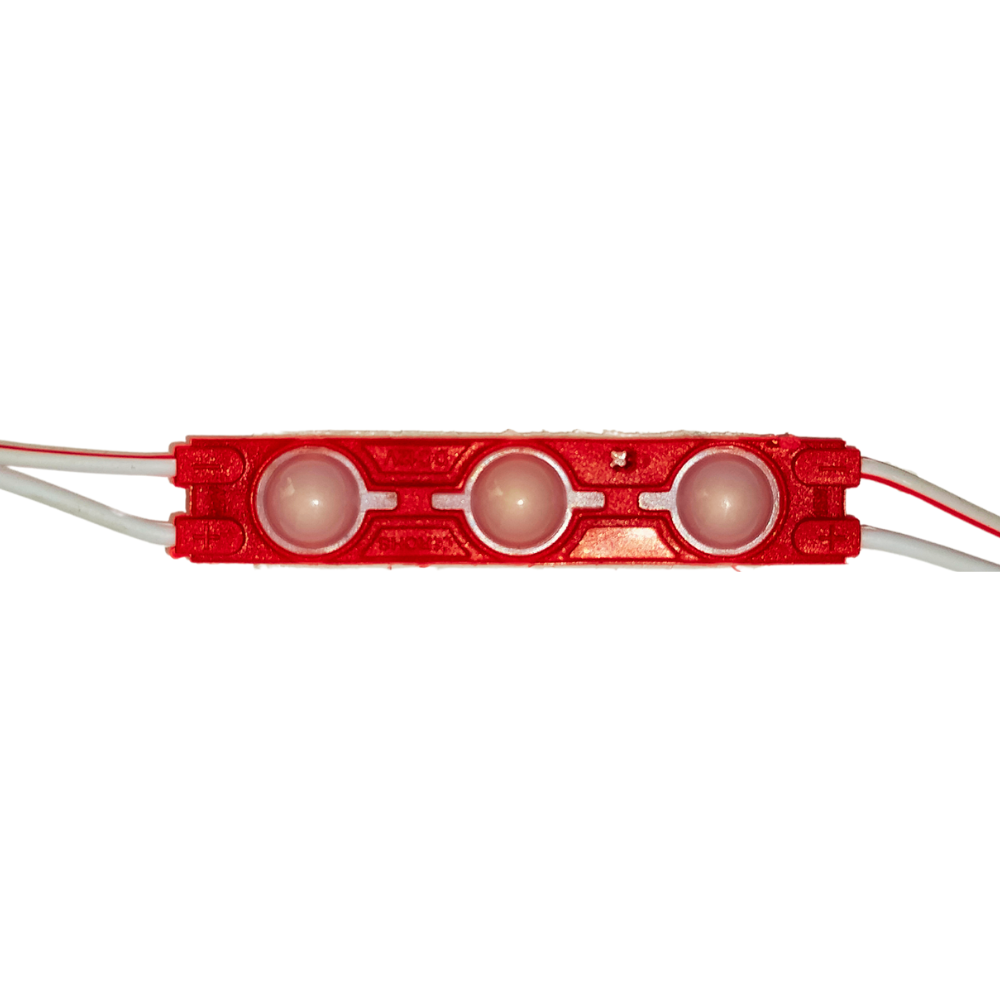 10pz MODULO 3 LEDS 2835 12v C/ LUPA ROJO