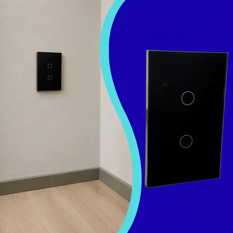AKS - PLACA CON 2 APAGADORES INTELIGENTES WIFI NEGRO