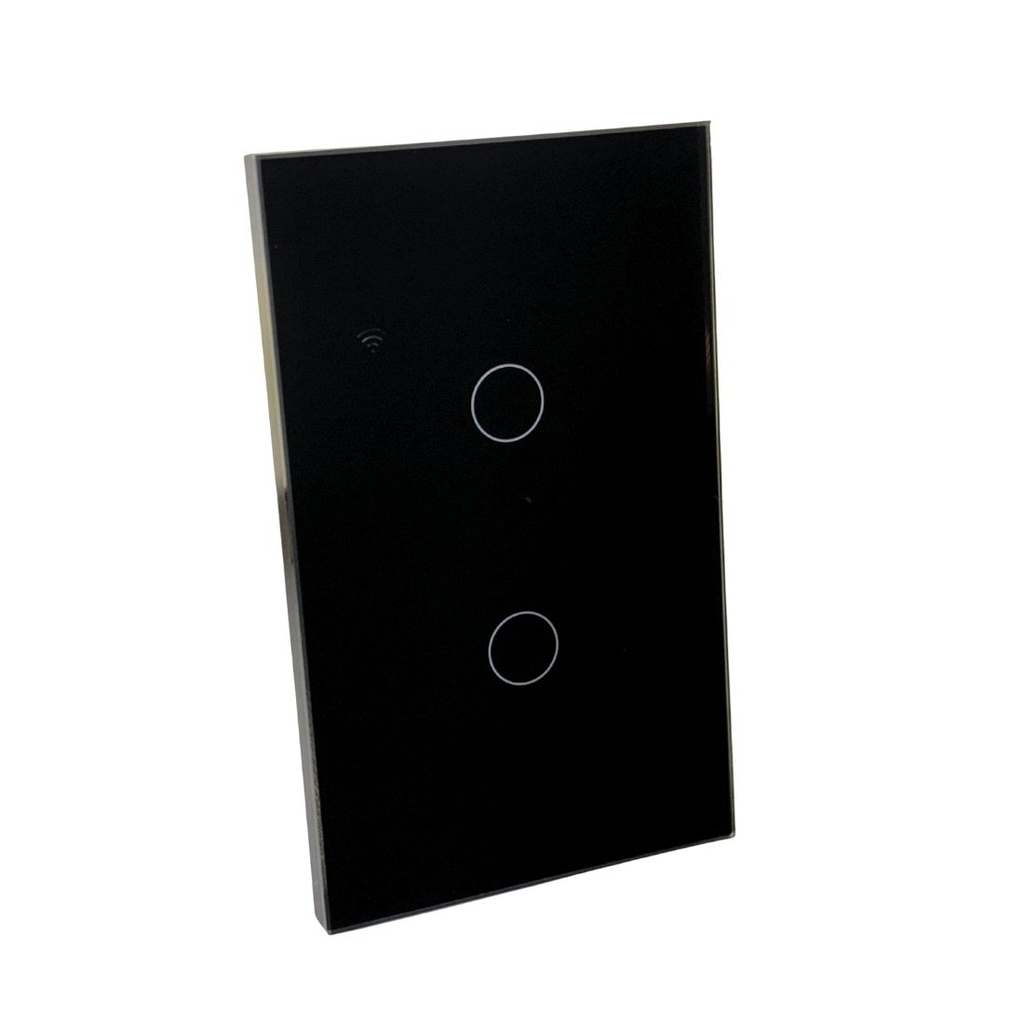 [124907] AKS - PLACA INTERRUPTOR APAGADOR INTELIGENTE WIFI, 2 APAGADORES NEGRO