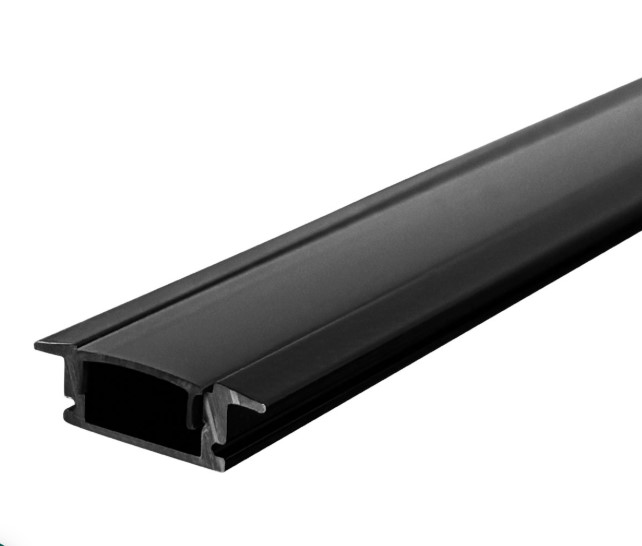[WPE-202] WIN- PERFIL ALUMINIO NEGRO CON CUBIERTA AHUMADA TIRA LED (TRAMO de 2m)