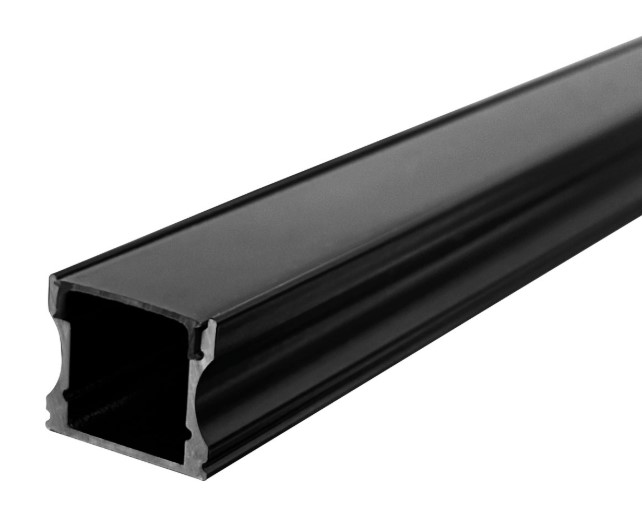 WIN- PERFIL ALUMINIO NEGRO CON CUBIERTA AHUMADA TIRA LED (TRAMO de 2m)