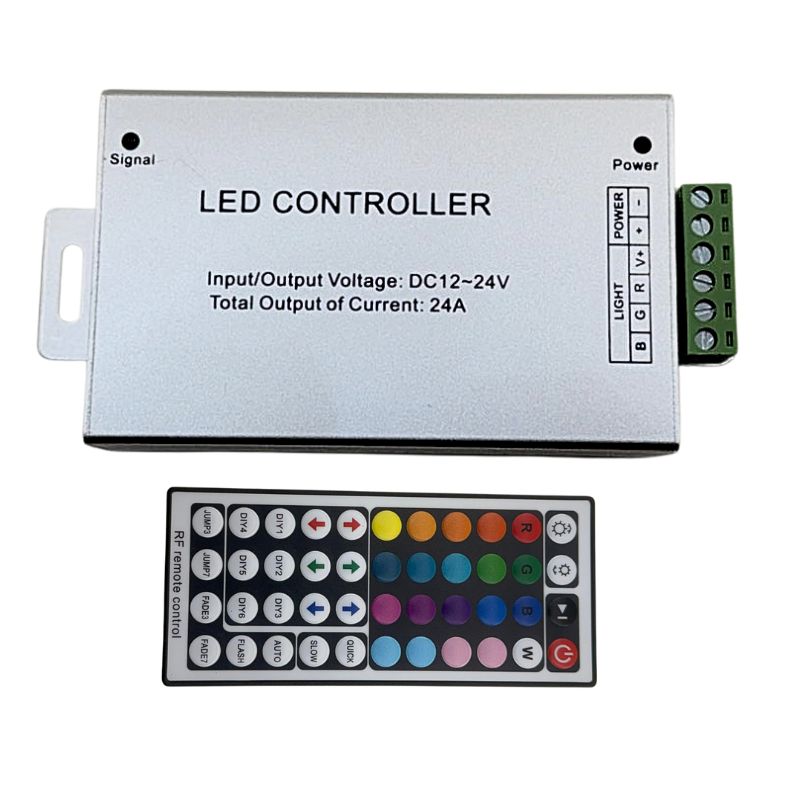 [CNTRGB-8A4T] GX- CONTROLADOR 12V-24V RGB RF 44 KEY ALUMINIO