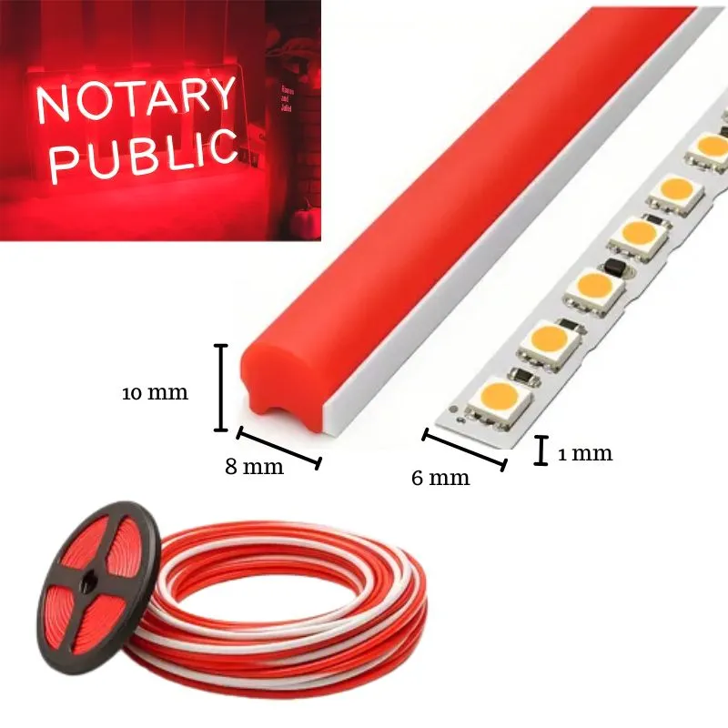 4m TIRA NEON 2da GEN 12V 120L/M 6MM ROJA