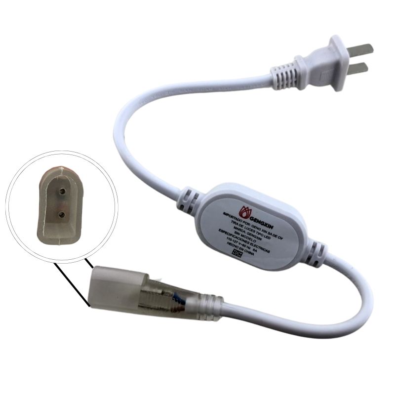 [CONMANEO110] GX- CABLE DE PODER P/ MANGUERA LED NEON 110V 5A C/ PIN Y TERMINADOR