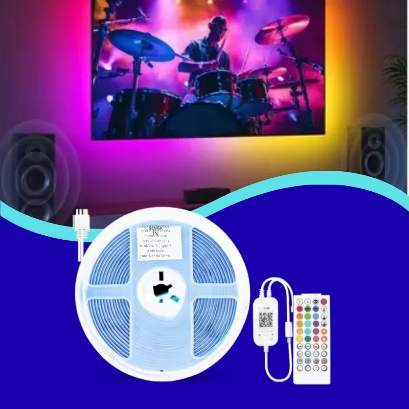 [TICOBRGB-IN12VAU] GX- TIRA COB LUZ CONTINUA RGB MULTICOLOR 5M 12V BLUETOOTH AUDIORITMICA+CONTROLADOR