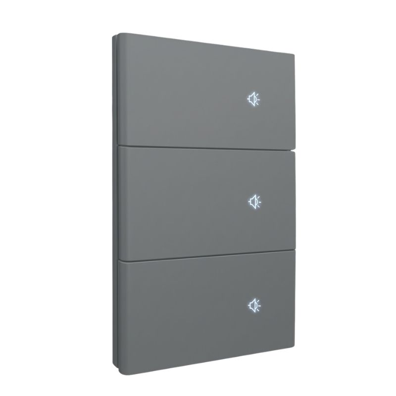 [APL-417] APL-417 PLACA LUXURY SMART WiFi BT APAGADOR DE 3 INTERRUPTORES GRIS OXFORD
