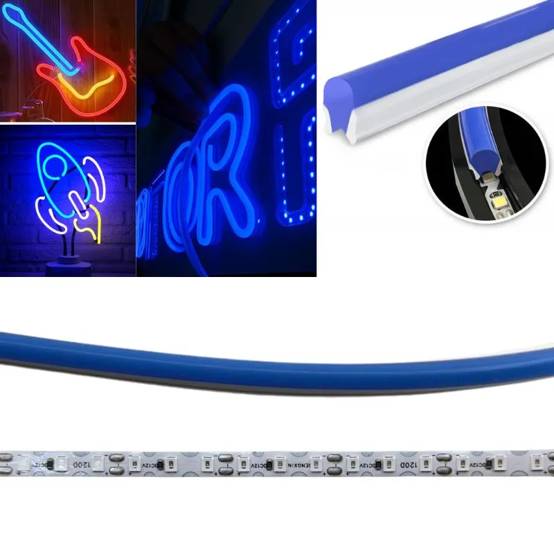 5m TIRA NEON 2da GEN 12V 120L/M 6MM AZUL