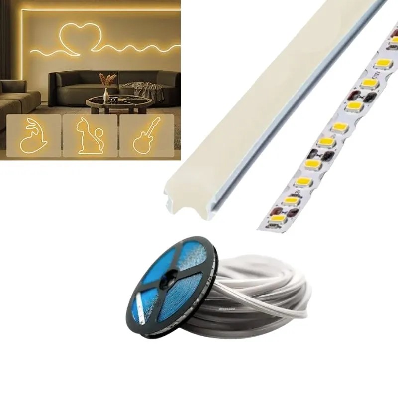 5m TIRA NEON 2da GEN 12V 120L/M 1M 6MM BLANCA CALIDA