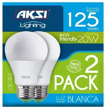 AKS- FOCO LED 2 PACK 20W ECO LUZ BLANCA