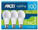 AKS- FOCO LED 3 PACK 15W ECO LUZ BLANCA