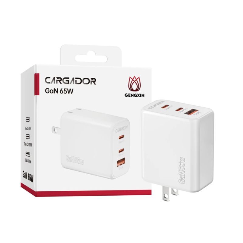 GX- CARGADOR 65W BLANCO USB A+TIPO C1+TIPO C2