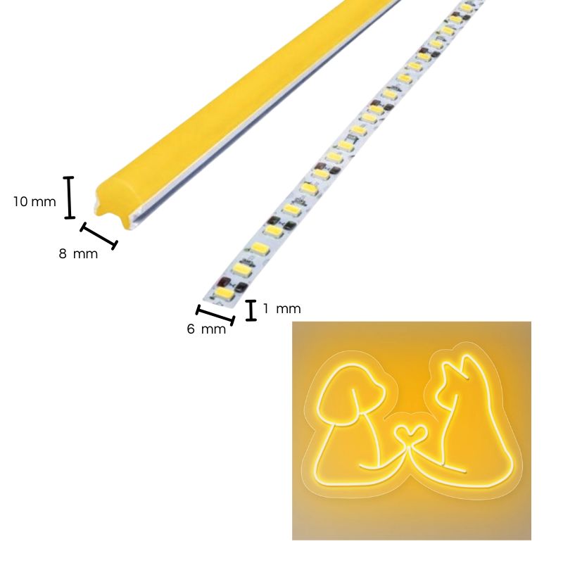 5m TIRA NEON 2da GEN 12V 120L/M 6MM AMARILLO DORADO