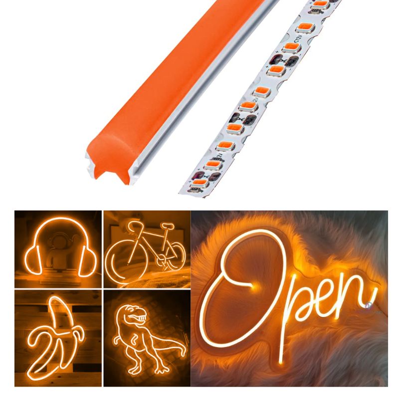 5m TIRA NEON 2da GEN 12V 120L/M 6MM NARANJA
