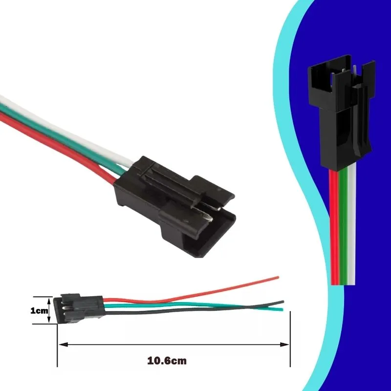 [1T-M/RY] GX- CONECTOR 3PIN CABLE 10CM PIXEL MACHO