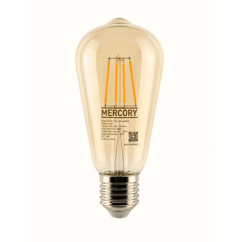[1225-LA004MBT01] MER- FOCO LED VINTAGE PERA FILAMENTO ST64 4W E27 2700K