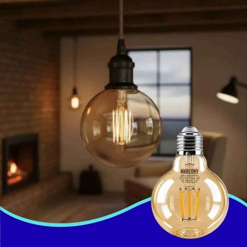 [1226-LA004MGD01] MER- FOCO VINTAGE LED FILAMENTO G80 GLOBO 4W E27 2700K