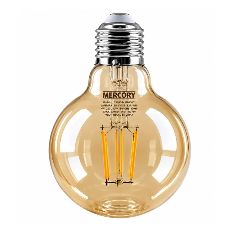 [1226-LA004MGD01] MER- FOCO VINTAGE LED FILAMENTO G80 GLOBO 4W E27 2700K