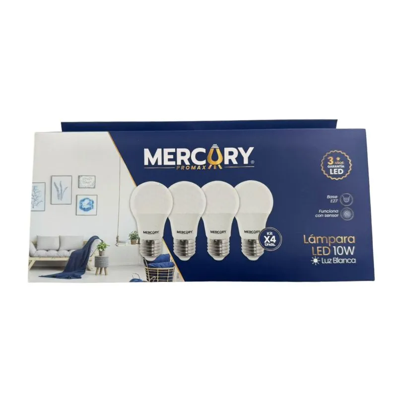[1190-LA010MBA01] MER- FOCO LED 4 PACK 10W LUZ BLANCA E27