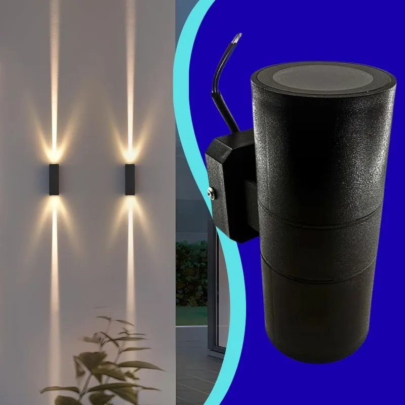 [1366-LUXX2WAP01] MER- LUMINARIA PARED CILINDRO DOBLE NEGRO 2XGU10