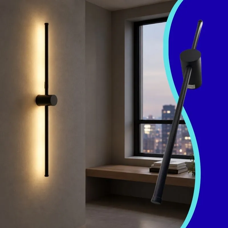 INN- LUMINARIA LED PARED BARRA ALUMINIO NEGRO IP20 12W LUZ CÁLIDA