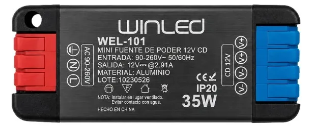 WIN- MINI FUENTE DE PODER 35W 12VCD 2.91A IP20 INTERIOR