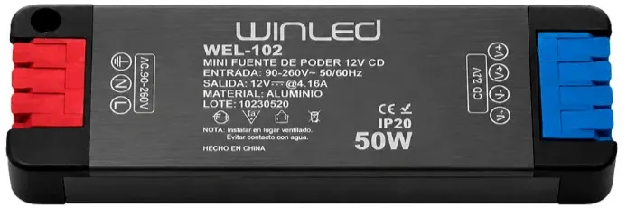 WIN- MINI FUENTE DE PODER 50W 12VCD  4.16A IP20 INTERIOR